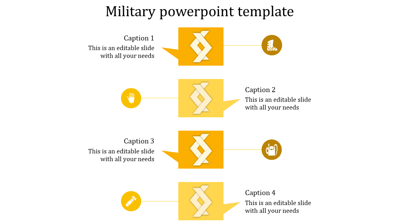 Creative Military PowerPoint Template In Yellow Color Model